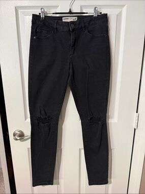 Garage Black Skinny Jeans with Knee Distress